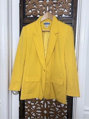Pendleton Yellow Tailored Blazer Jacket 10P Petite Made in USA Vintage Statement
